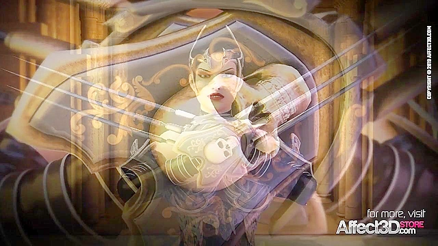 Futanari warrior queen fucking a big tits babe in a 3d animation