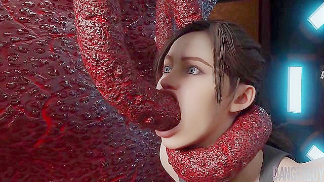 Into Space 1 - Resident Evil Claire double penetrated by tentacles