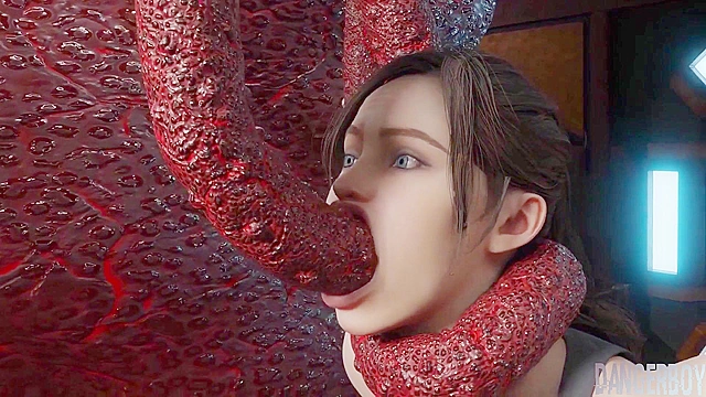 Into Space 1 - Resident Evil Claire double penetrated by tentacles