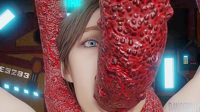 Into Space 1 - Resident Evil Claire double penetrated by tentacles