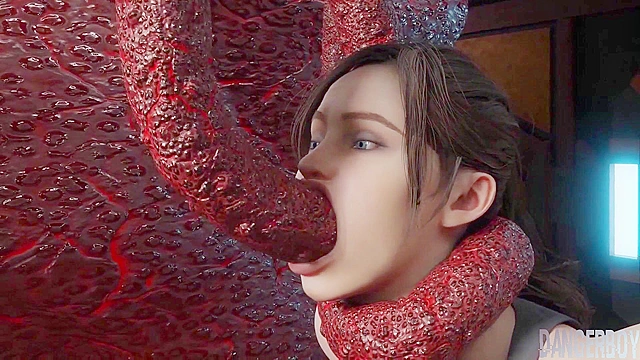 Into Space 1 - Resident Evil Claire double penetrated by tentacles