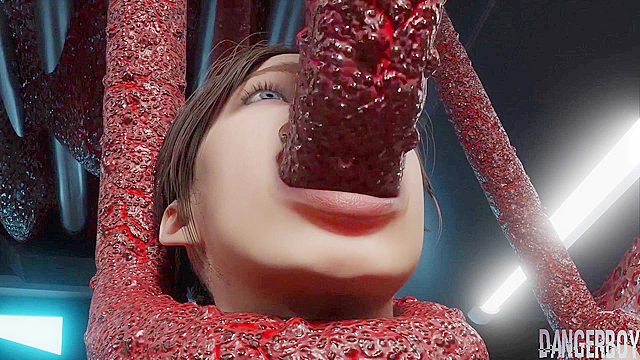 Into Space 1 - Resident Evil Claire double penetrated by tentacles