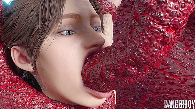 Into Space 1 - Resident Evil Claire double penetrated by tentacles