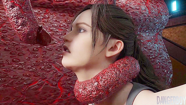 Into Space 1 - Resident Evil Claire double penetrated by tentacles