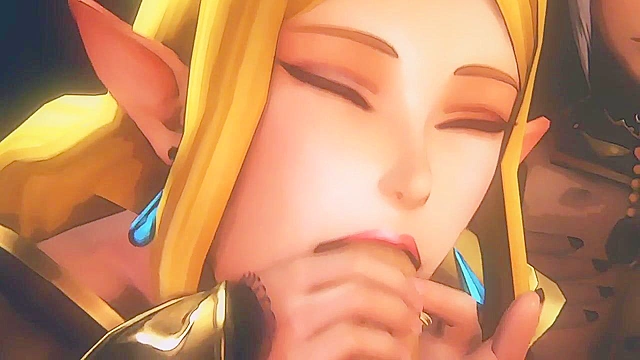 The Royal Treatment - Zelda and hot elf babe fight over Link's hard boner