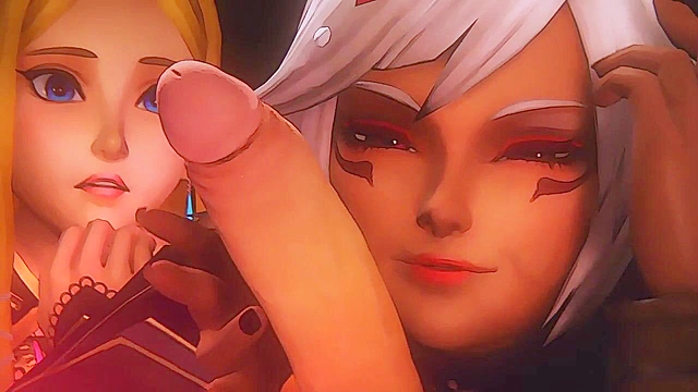 The Royal Treatment - Zelda and hot elf babe fight over Link's hard boner