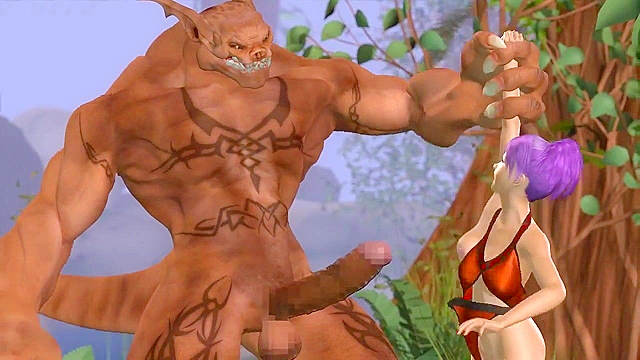 Stone Sorceress - Busty redhead gets titty fucked and licks the tip of his ogre cock