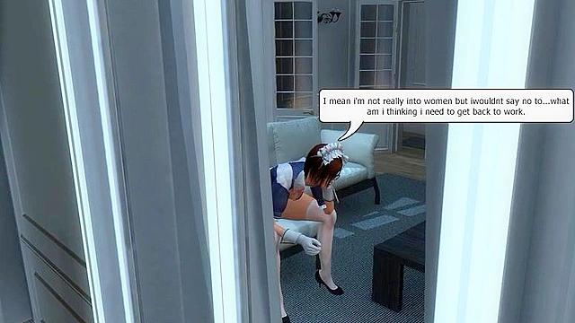 Maid maasturbates and then get fucked by a 3d futanari