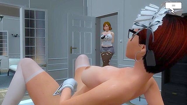 Maid maasturbates and then get fucked by a 3d futanari