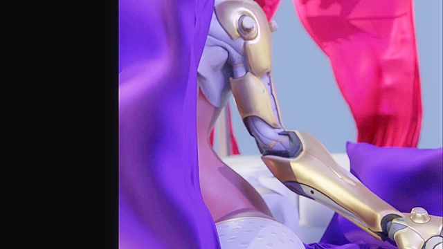 Overwatch Symmetra vibrates her pussy then sucks big cock