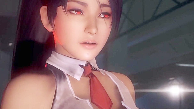 Kunoichi 2 - Animated red tentacles wrap up some human titties and squeeze