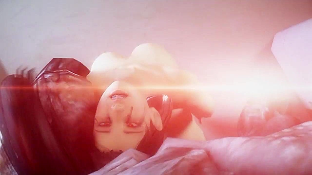 Kunoichi 2 - Animated red tentacles wrap up some human titties and squeeze