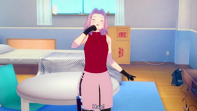 Naruto slides his cock into Sakura's tight ninja pussy