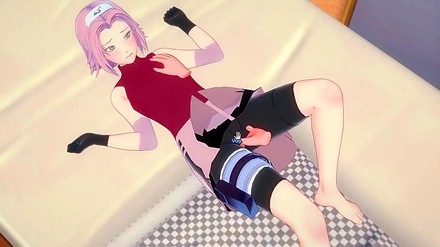 Naruto slides his cock into Sakura's tight ninja pussy