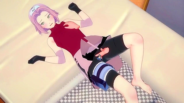 Naruto slides his cock into Sakura's tight ninja pussy