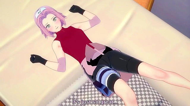 Naruto slides his cock into Sakura's tight ninja pussy