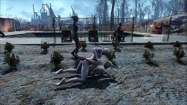 Fallout Big zombie threesome fuck at the plantation