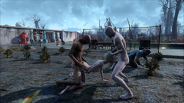 Fallout Big zombie threesome fuck at the plantation