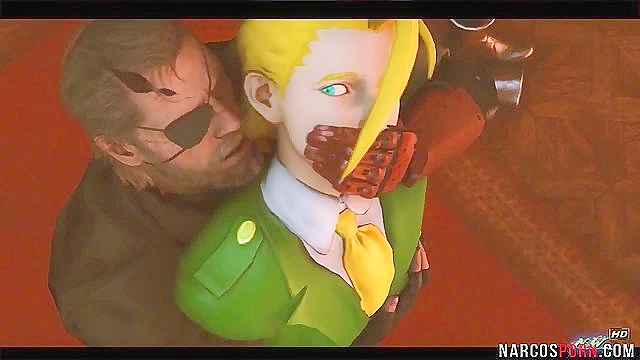 Blonde Cammy from Street Fighter gets thigh fucked by dirty general