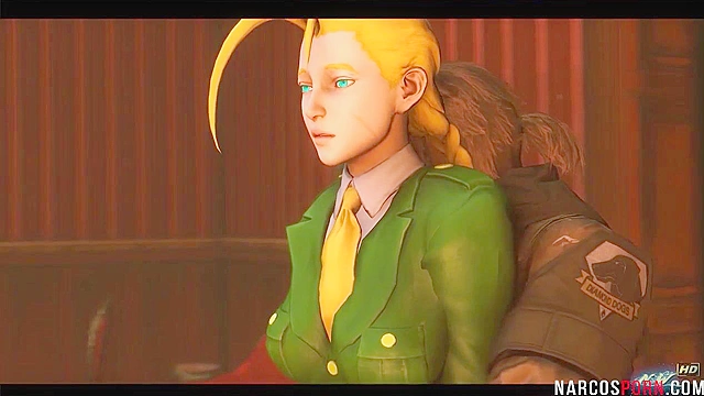 Blonde Cammy from Street Fighter gets thigh fucked by dirty general