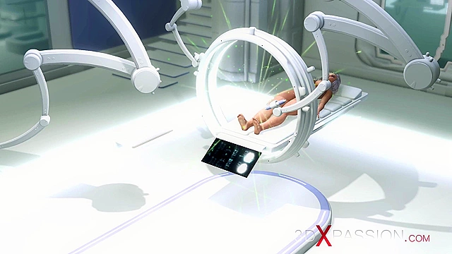 3d sexy dickgirl android fucks hard a young hottie in sci-fi med bay