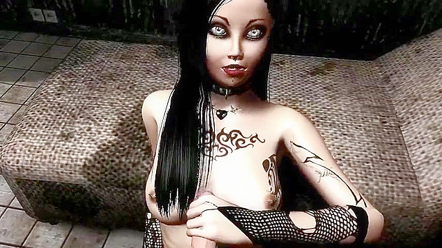 Adrenalize - Sexy punk 3d stripper dances and then rides your cock pov