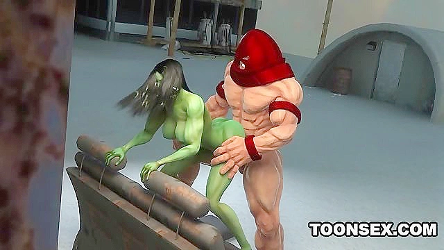 3D Juggernaut fucks the super sexy She-Hulk