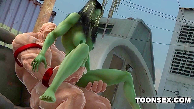 3D Juggernaut fucks the super sexy She-Hulk