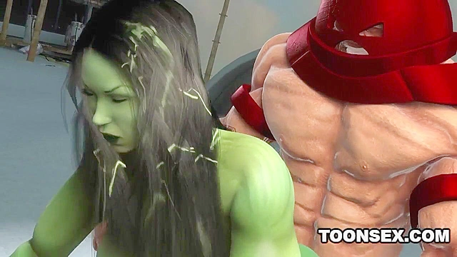 3D Juggernaut fucks the super sexy She-Hulk