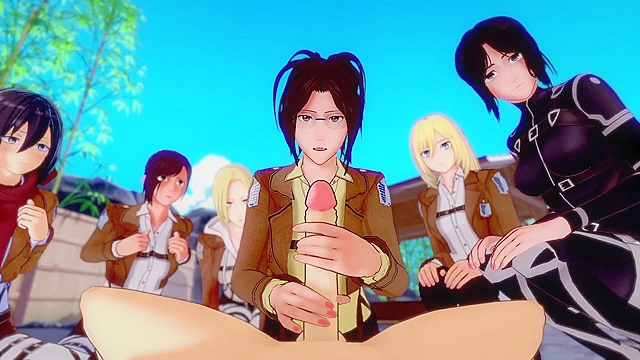 Attack on Titan babes in reverse gangbang 3d porn orgy
