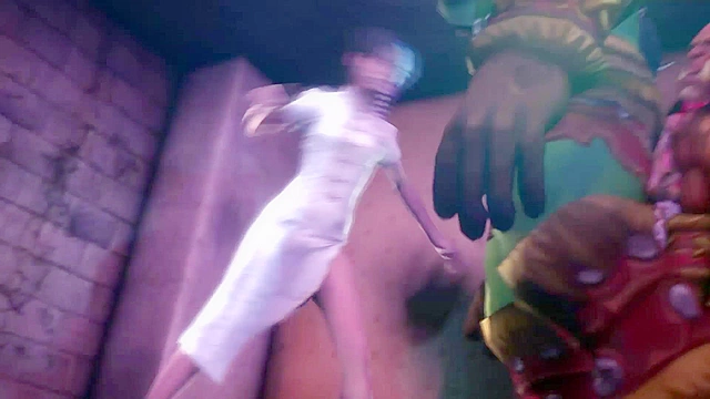 Sexy 3d succubus gets roughly face fucked in a dirty back alley gangbang