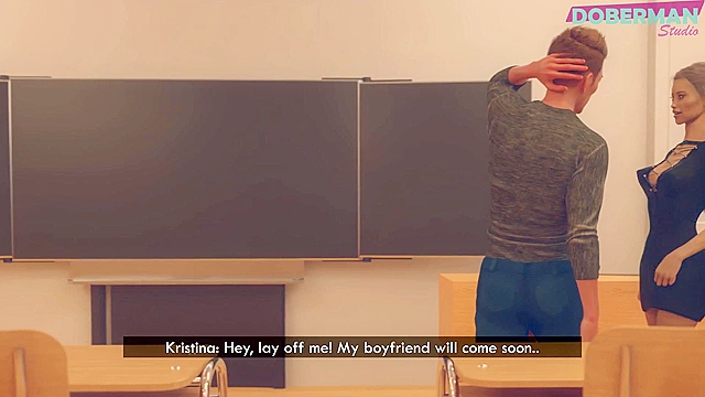 Hot blonde teen fucks a classmate with a huge cock in the classroom