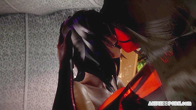 Dick girl brunette and futanari devil in 3d throat fucking