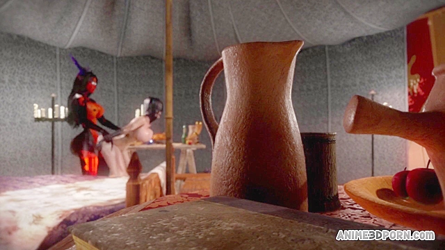 Dick girl brunette and futanari devil in 3d throat fucking