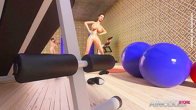 Athletic Futa 3D ass fucking animation in a fitness gym