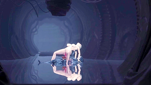 A sexy hottie gets fucked by a female futa alien in a cave on an exoplanet