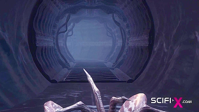 A sexy hottie gets fucked by a female futa alien in a cave on an exoplanet