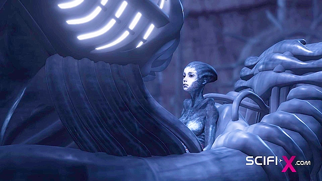 A sexy hottie gets fucked by a female futa alien in a cave on an exoplanet