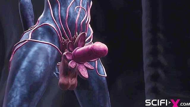 A sexy hottie gets fucked by a female futa alien in a cave on an exoplanet