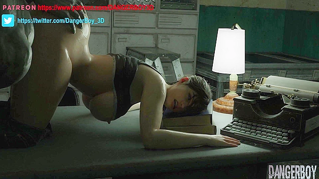 Mr X Fucks Claire Redfield doggy spreading open her pussy