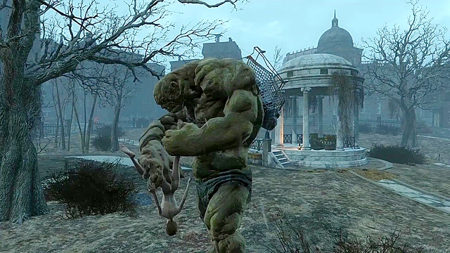 Fallout 4 Behemoth fingering Elie's asshole in public