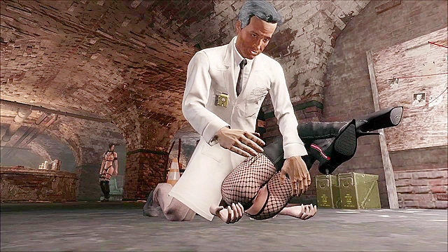 Perverted 3d hentai doctor gives a petite teen a hard spanking and rough doggy style
