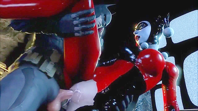 Classic Harley Quinn bobbing on his knob during oral sex