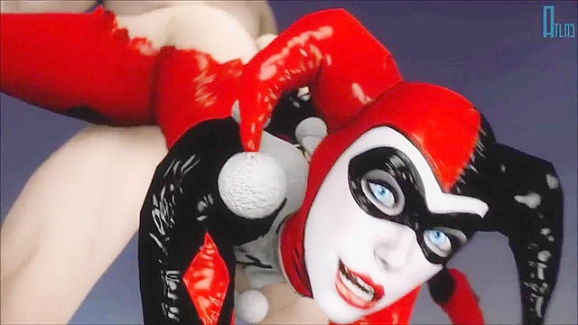 Classic Harley Quinn bobbing on his knob during oral sex