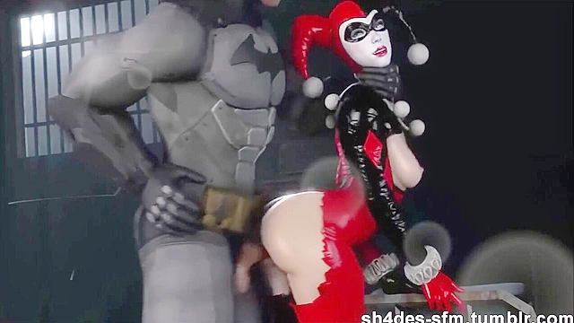 Classic Harley Quinn bobbing on his knob during oral sex