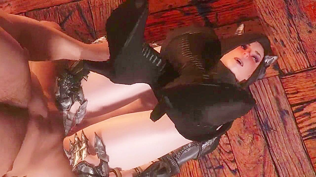 Horned succubus masturbates her horny pussy then rides on a big stiff cock