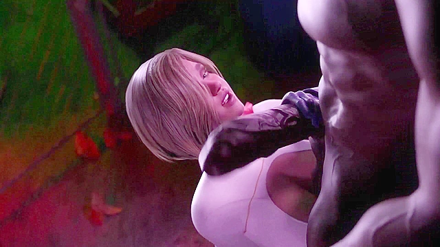 Busty Power Girl fucks big cocks - 3D porn music video