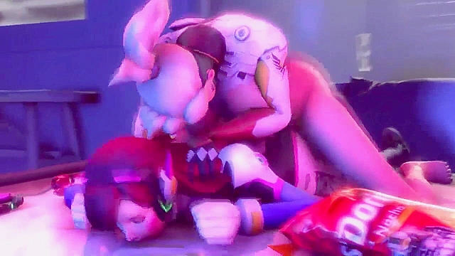 Overwatch futa game night with DVA and Mercy