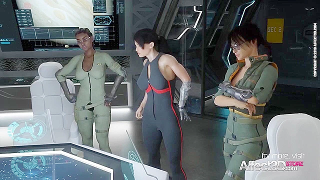 Incumming Transmission - 3D Scifi Futanari Animation interracial threesome