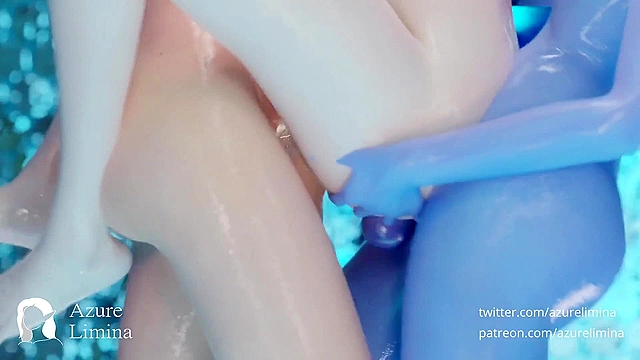 Overwatch futanari shower threesome with D.va, Widowmaker and Mercy